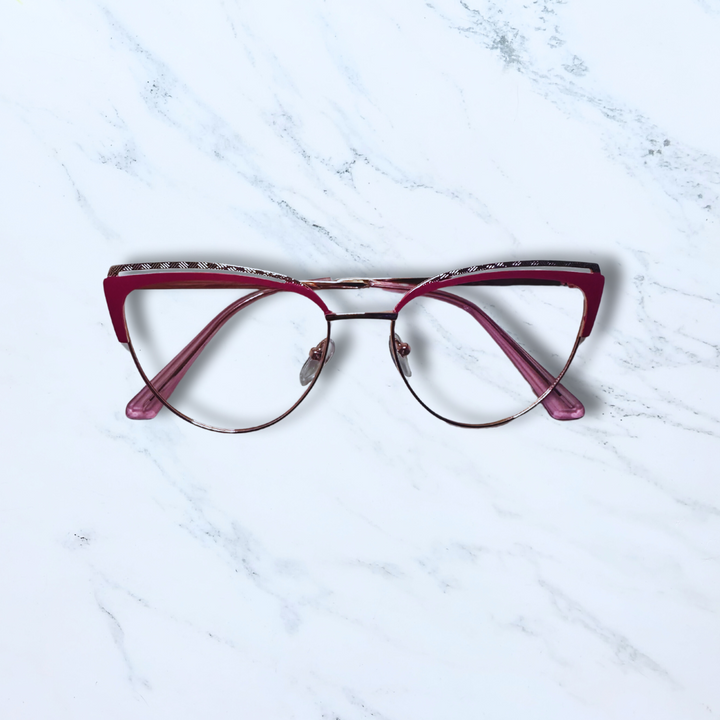 PRE SALE - Magenta + Rose Gold Cat Eye Blue Light Blocking Glasses