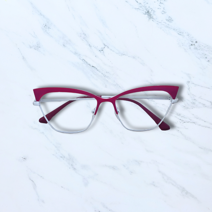 Magenta + White Square Cat Eye Anti-Blue Light Glasses