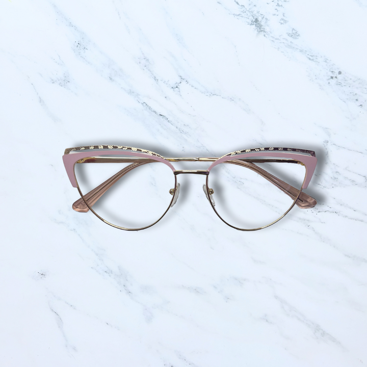 PRE SALE - Light Pink + Gold Cat Eye Blue Light Blocking Glasses