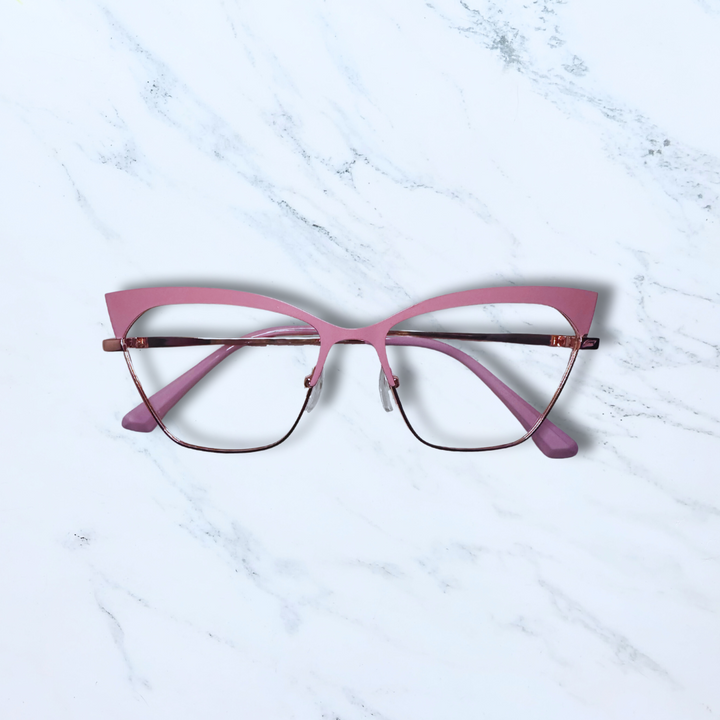 Pink + Gold Square Cat Eye Anti-Blue Light Glasses